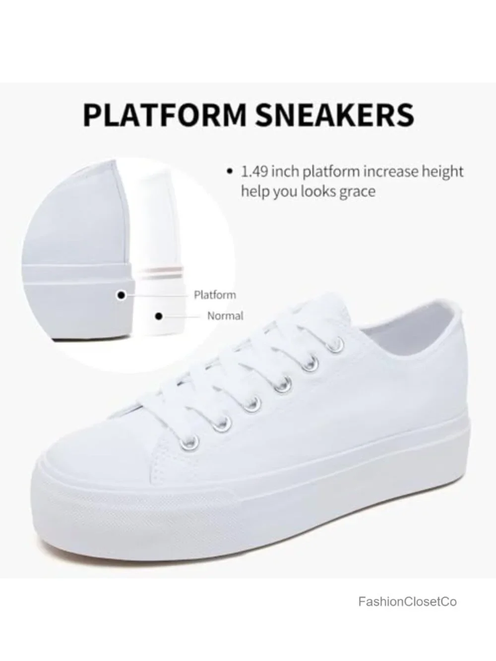 Women's Platform Canvas Sneakers Breathable Lace-Up Low Top